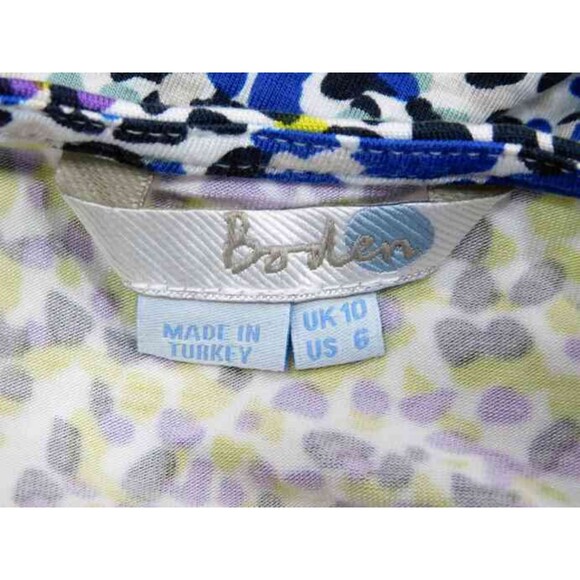 Boden Blue Green Cheetah Print Runched Faux Wrap Top Women's Size 6 - Picture 4 of 4